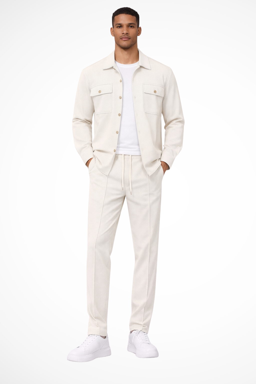 Tanner | Men Long Sleeve Chest Pocket Overshirt and Straight Leg Trousers Set