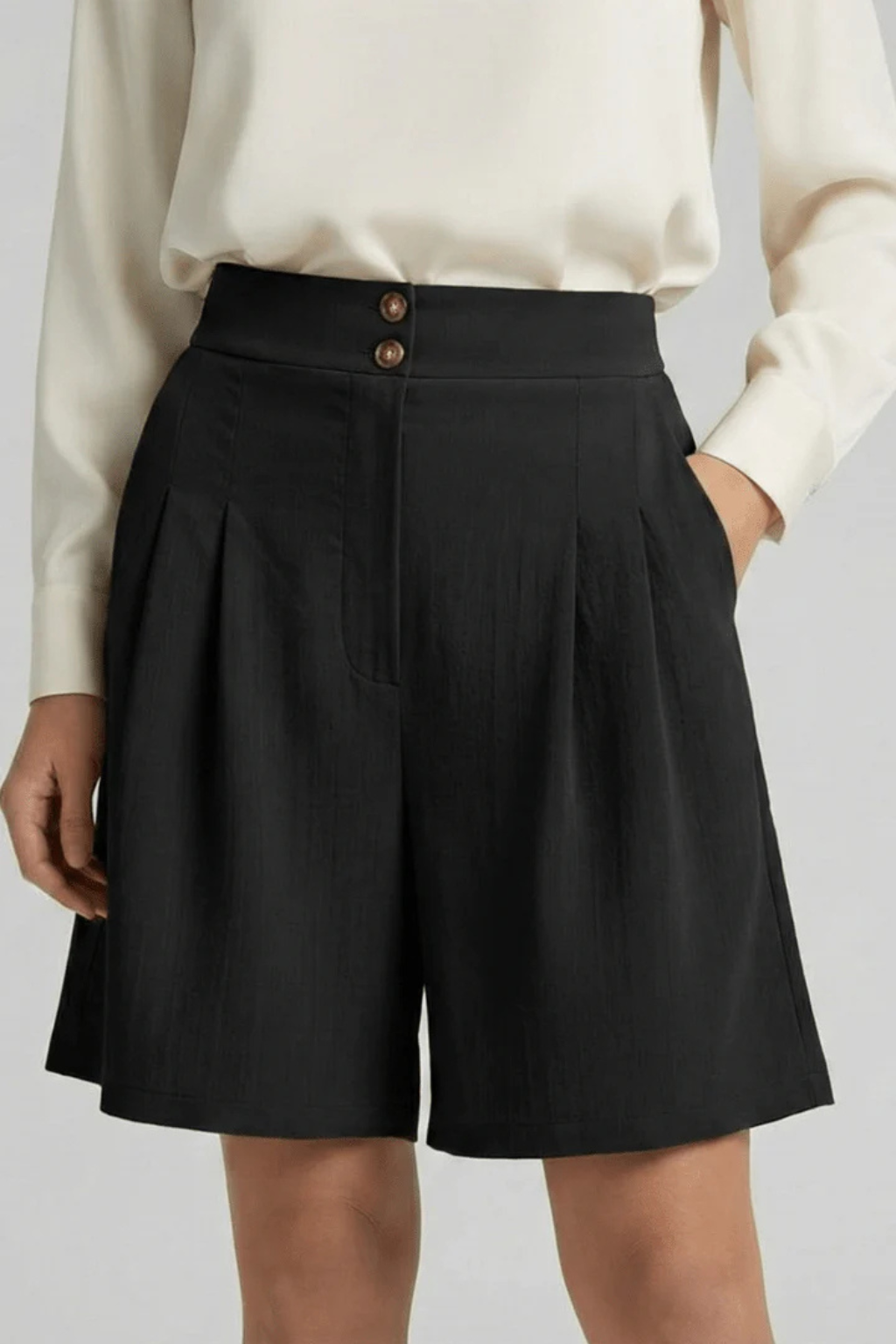 Verity | Women High Waist Pleated Tailored Bermuda Shorts
