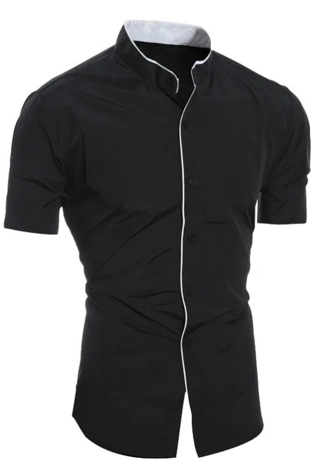 Finlay | Men Buttoned Slim Fit Short Sleeve Shirt with Stand Collar