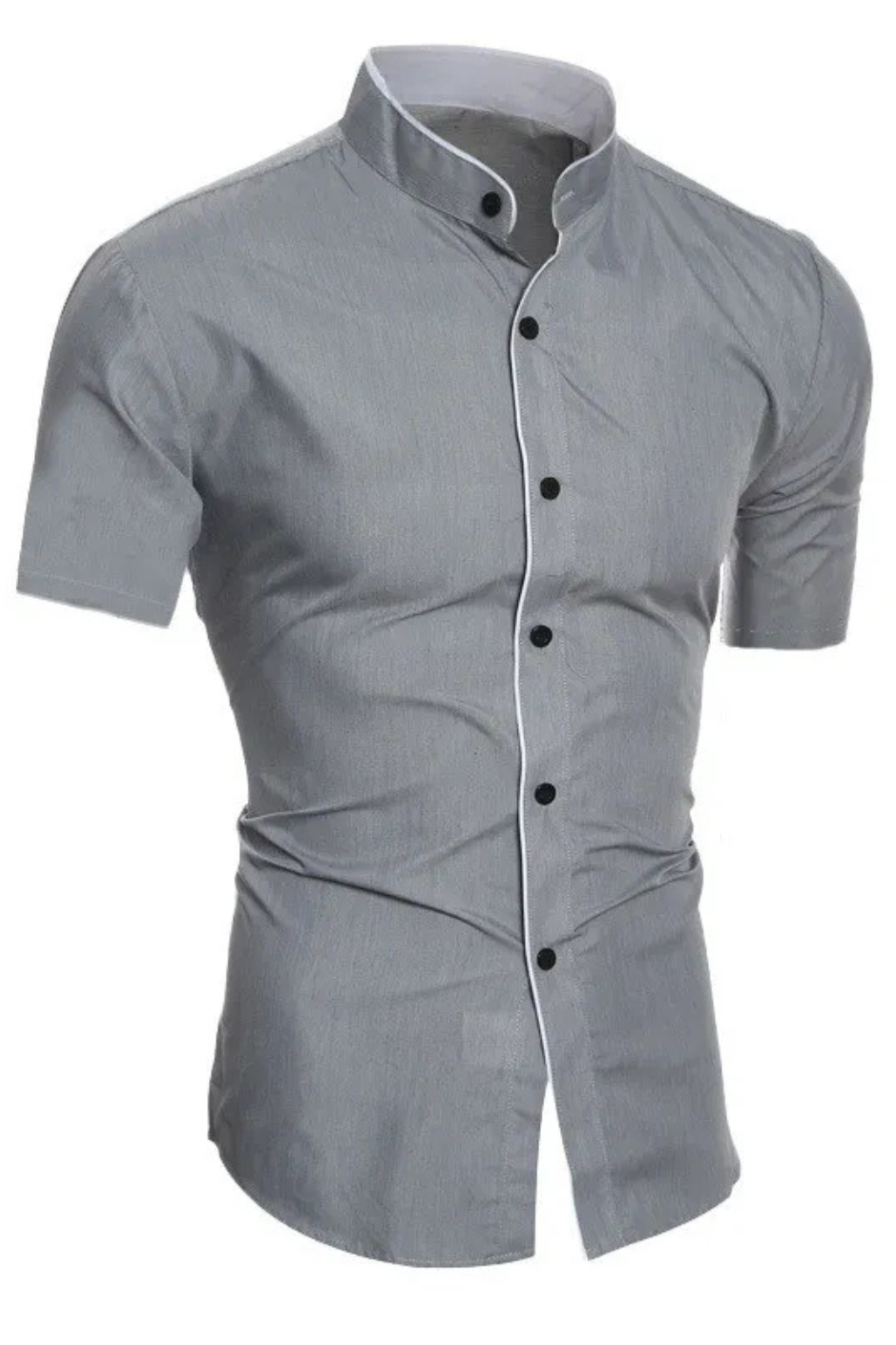 Finlay | Men Buttoned Slim Fit Short Sleeve Shirt with Stand Collar