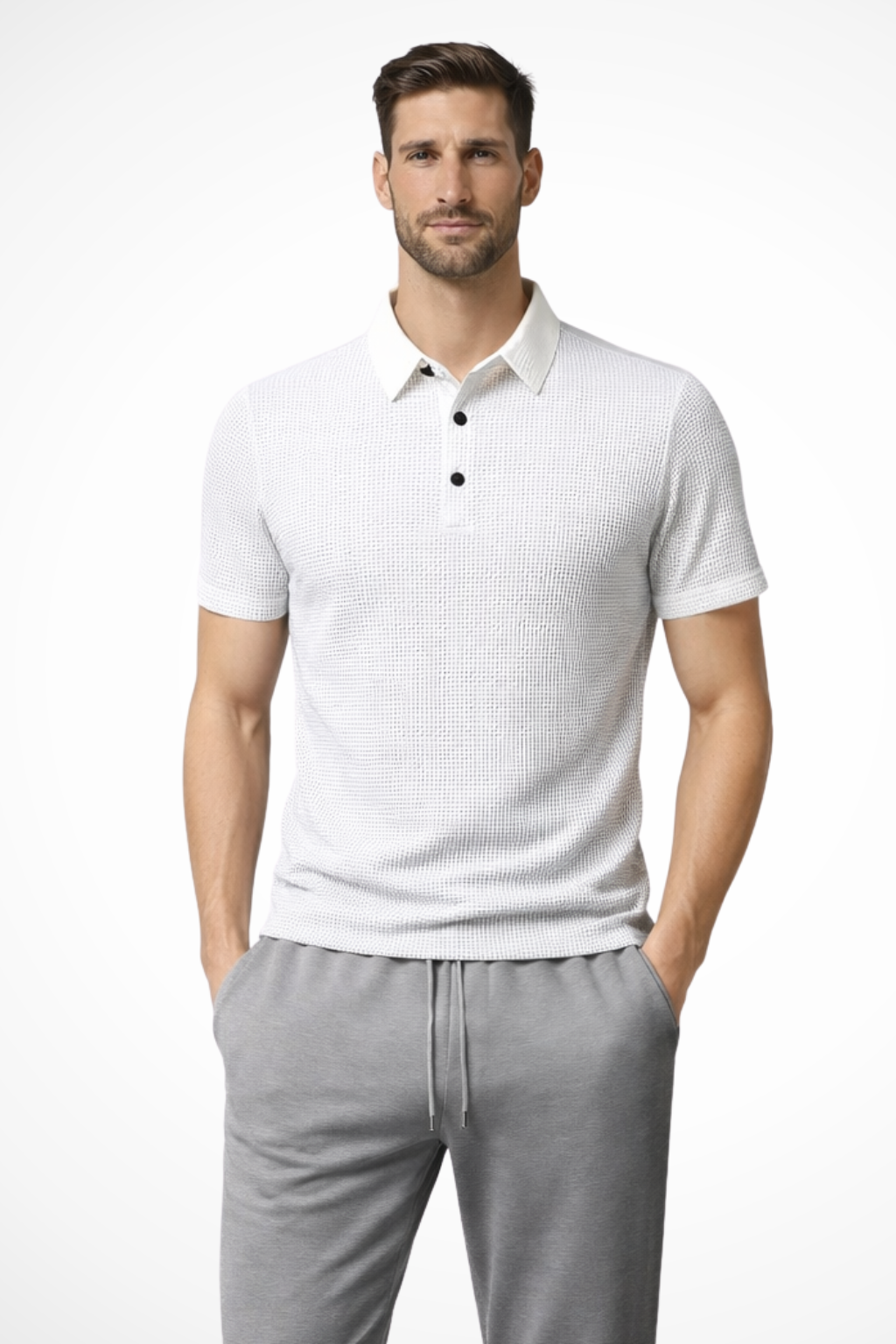 Elliot | Men Waffle Knit Short Sleeve Formal Polo Shirt