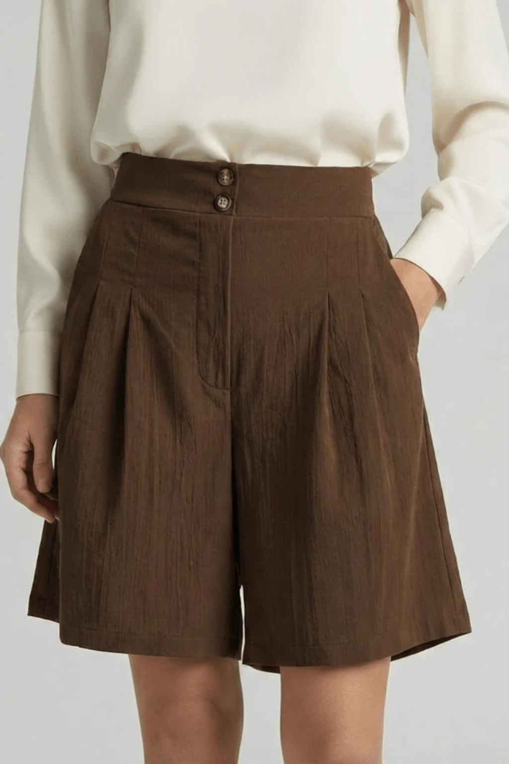 Verity | Women High Waist Pleated Tailored Bermuda Shorts