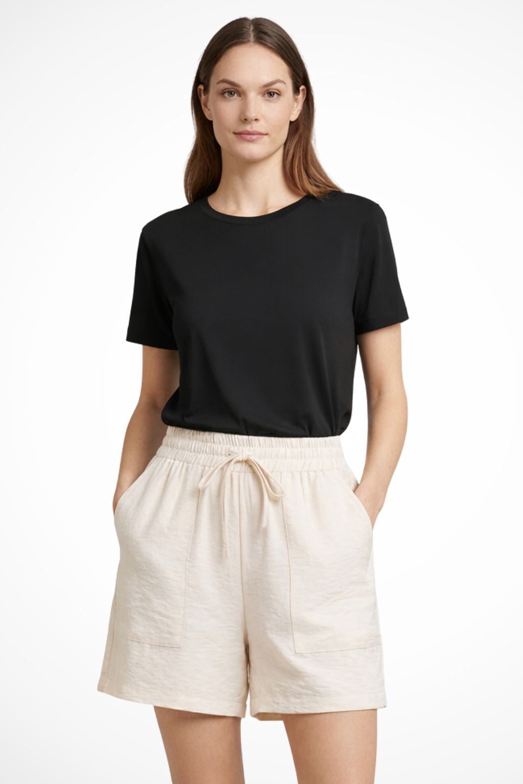 Tessa | Women Textured Drawstring Waist Casual Shorts with Pockets