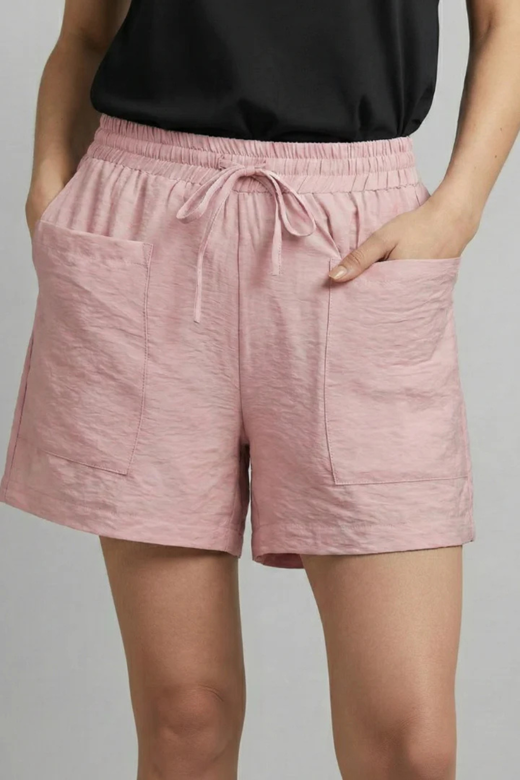 Tessa | Women Textured Drawstring Waist Casual Shorts with Pockets