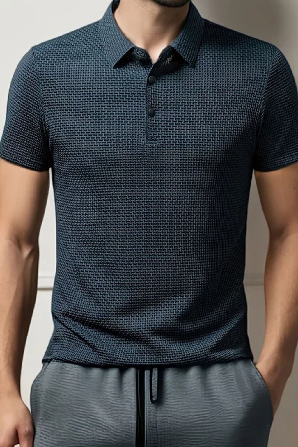 Elliot | Men Waffle Knit Short Sleeve Formal Polo Shirt