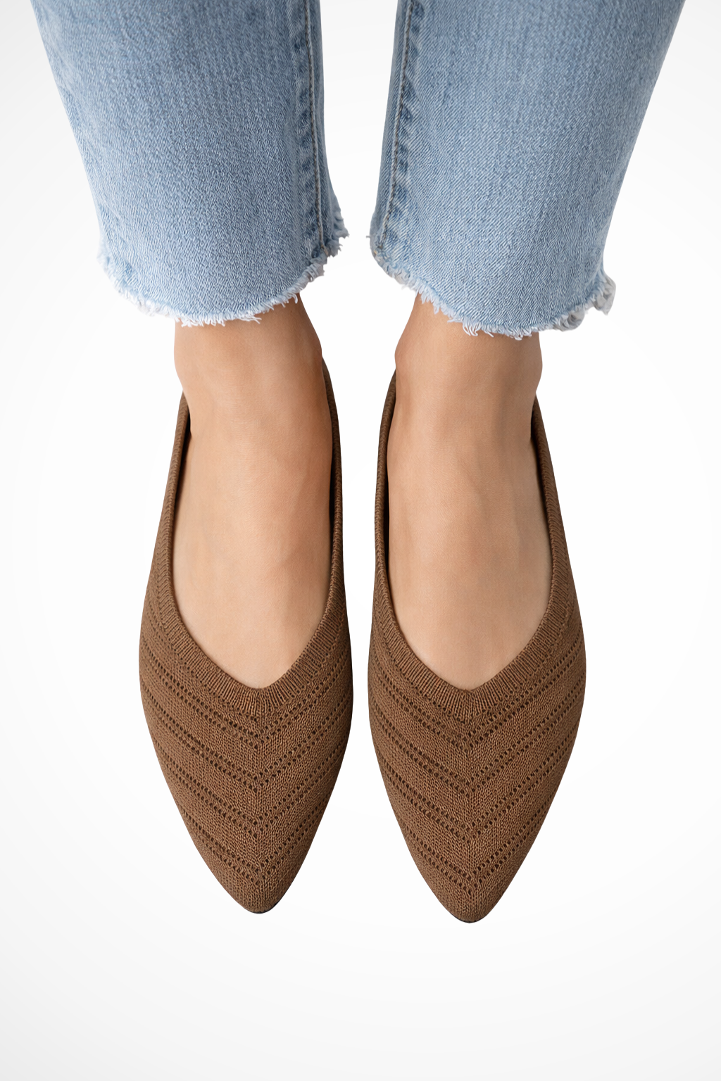Henrietta | Women Pointed Toe Knit Slip On Ballet Flats