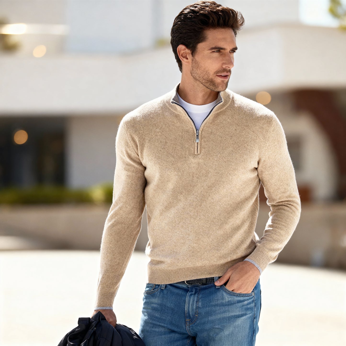 Liam Half Zip Sweater – Men's Smart Casual Knit Pullover with Modern Fit