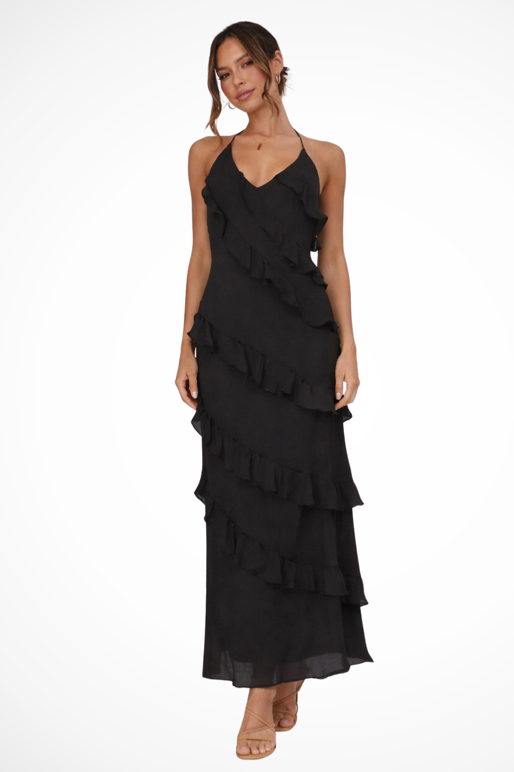 Freya | Women Halter Neck Ruffle Summer Maxi Dress