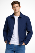 Alastair | Men Collared Harrington Jacket with Check Lining