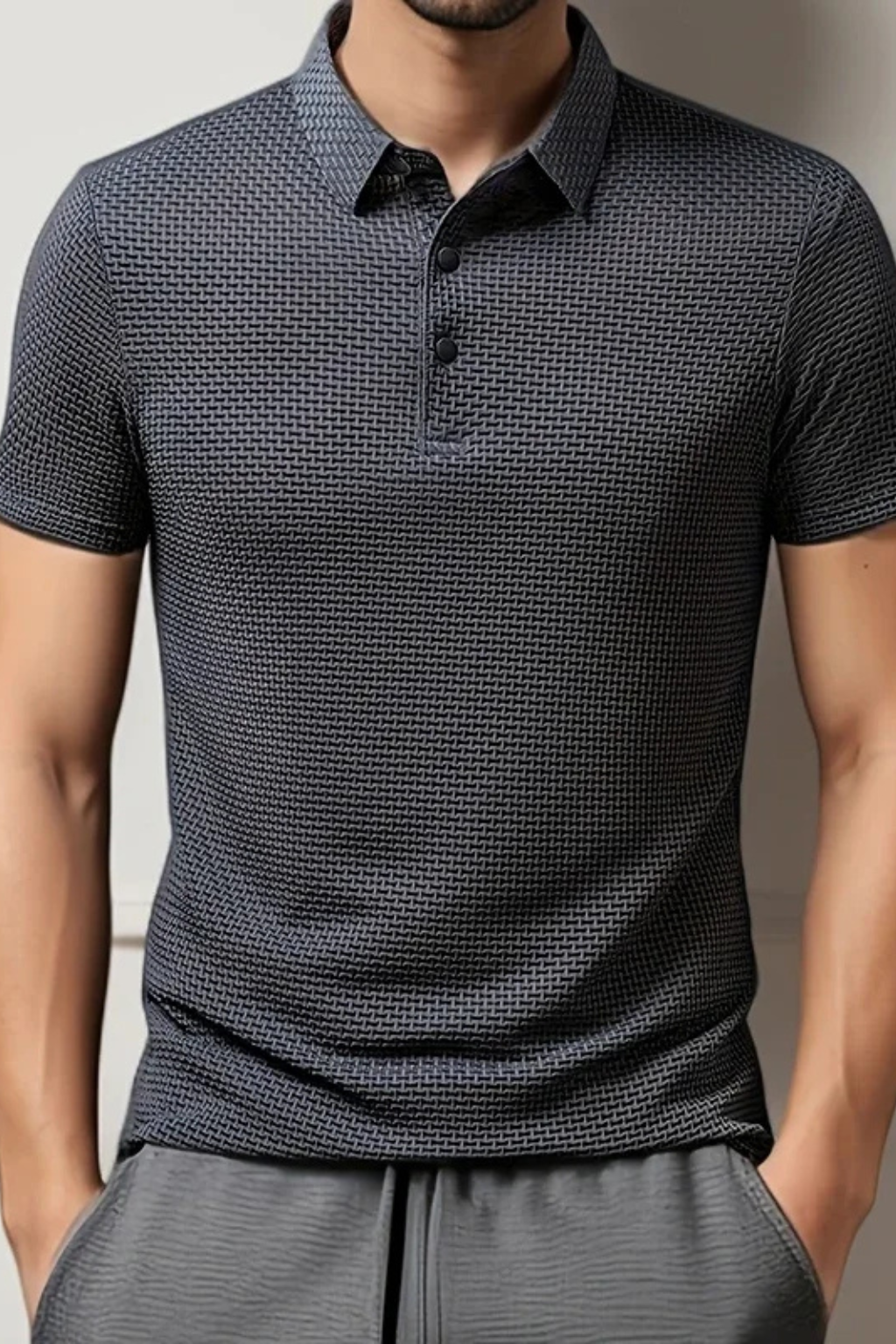 Elliot | Men Waffle Knit Short Sleeve Formal Polo Shirt