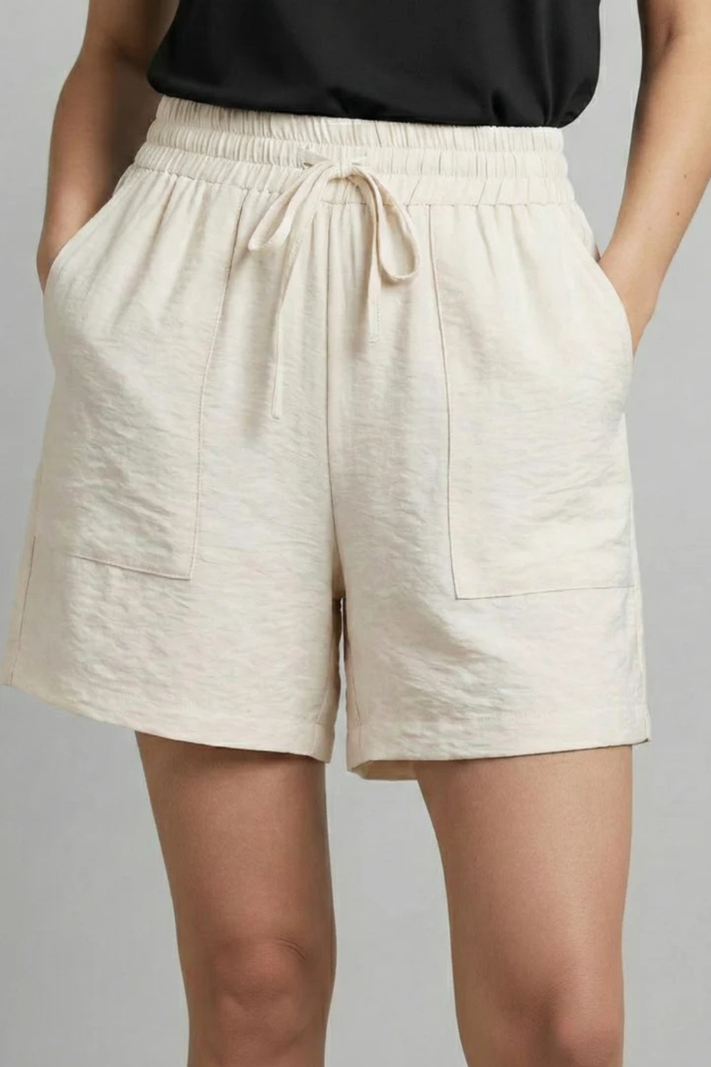 Tessa | Women Textured Drawstring Waist Casual Shorts with Pockets