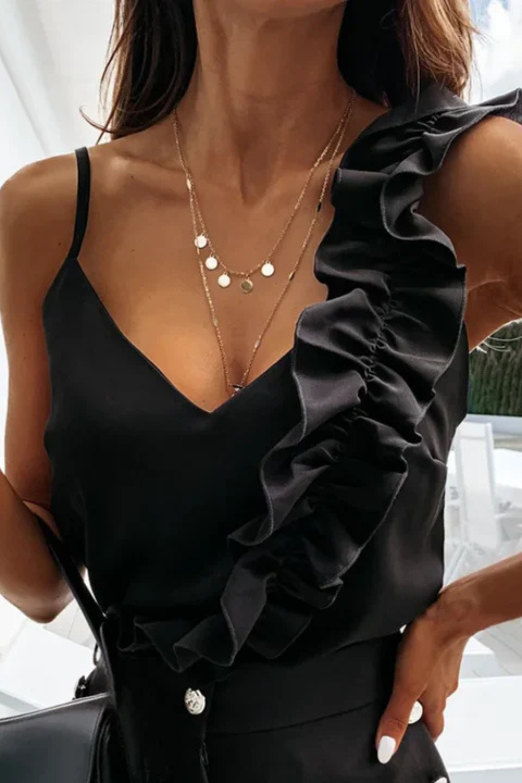 Maria | Women Sleeveless Ruffle V Neck Summer Top