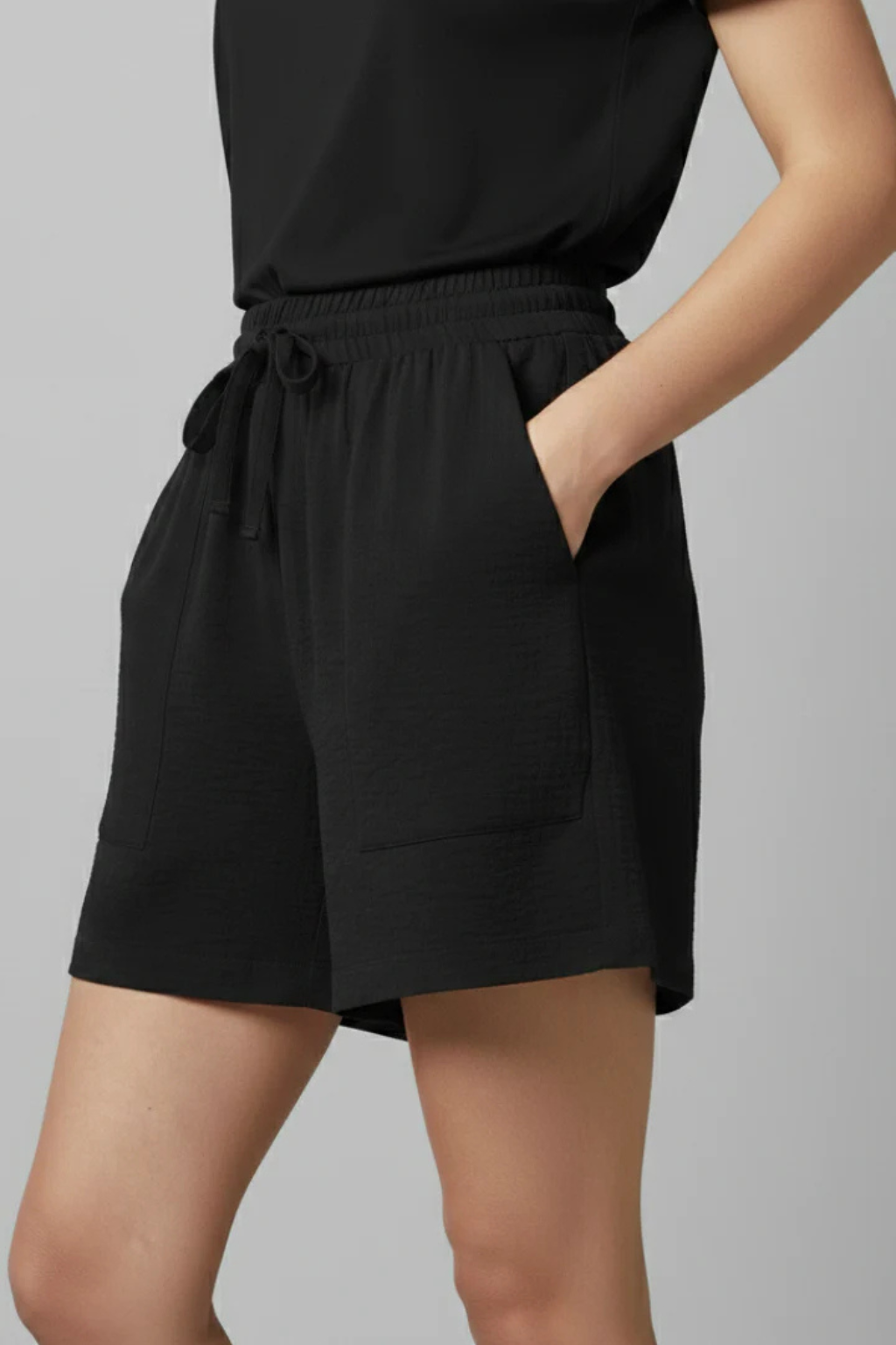 Tessa | Women Textured Drawstring Waist Casual Shorts with Pockets