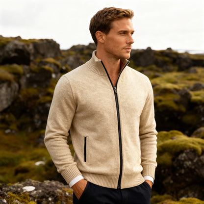 Edward Zip Cardigan – Men's Classic Knit Sweater for Smart Casual Layering