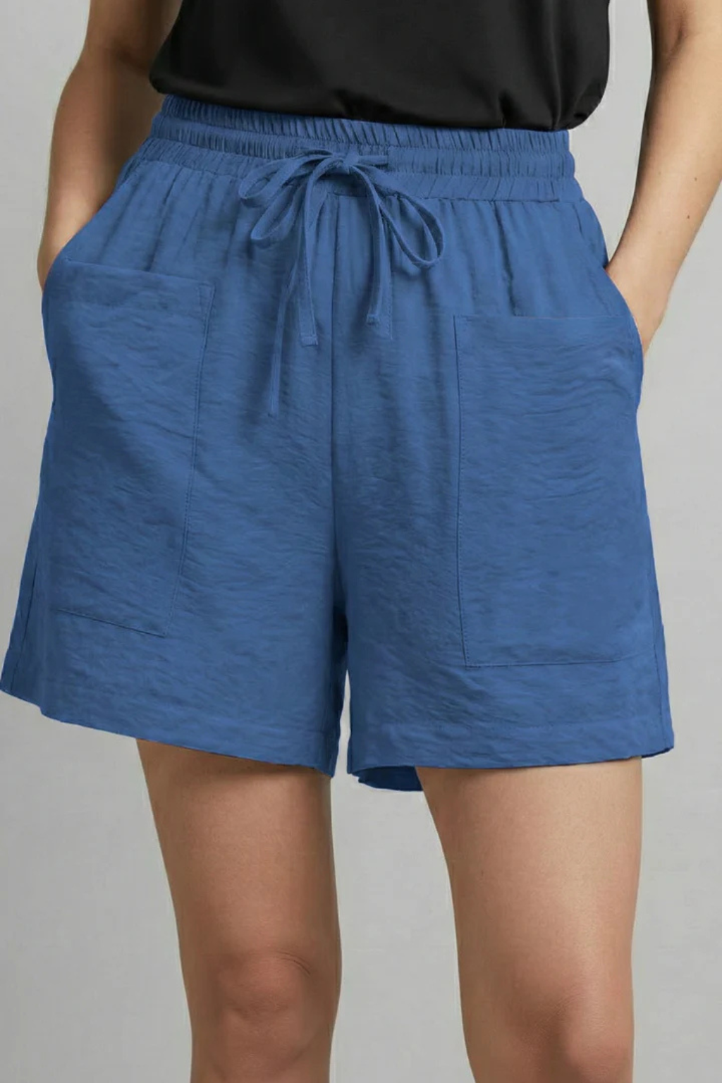 Tessa | Women Textured Drawstring Waist Casual Shorts with Pockets