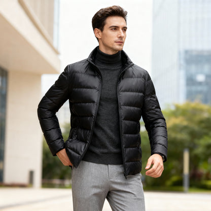 Ethan Smart Puffer Jacket – Men's Insulated Winter Coat with High Collar for Business Wear