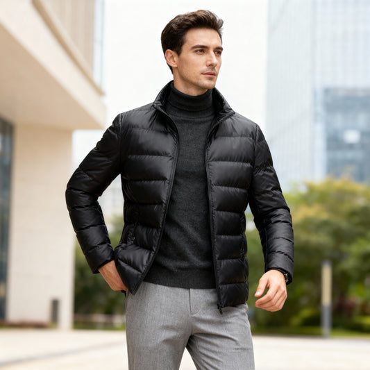 Ethan Smart Puffer Jacket – Men's Insulated Winter Coat with High Collar for Business Wear