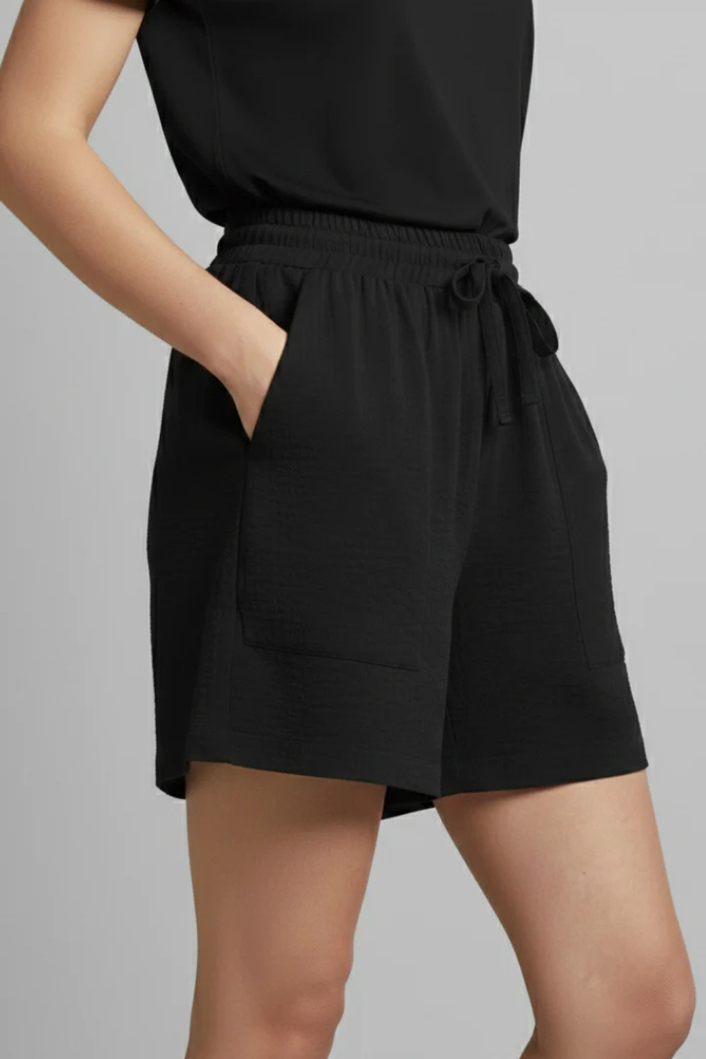 Tessa | Women Textured Drawstring Waist Casual Shorts with Pockets