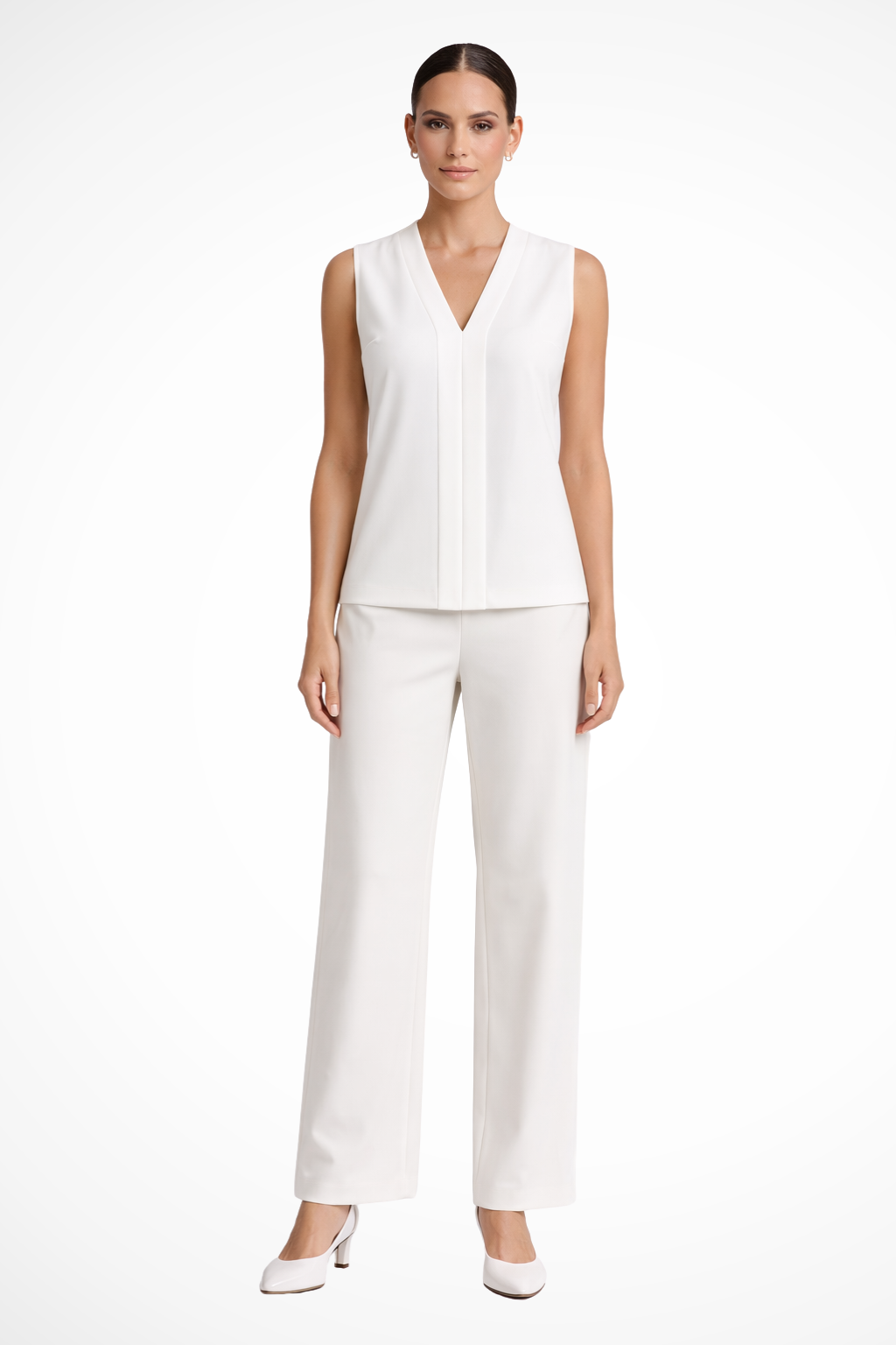 Seravelle | Women Elegant Sleeveless V Neck Blouse