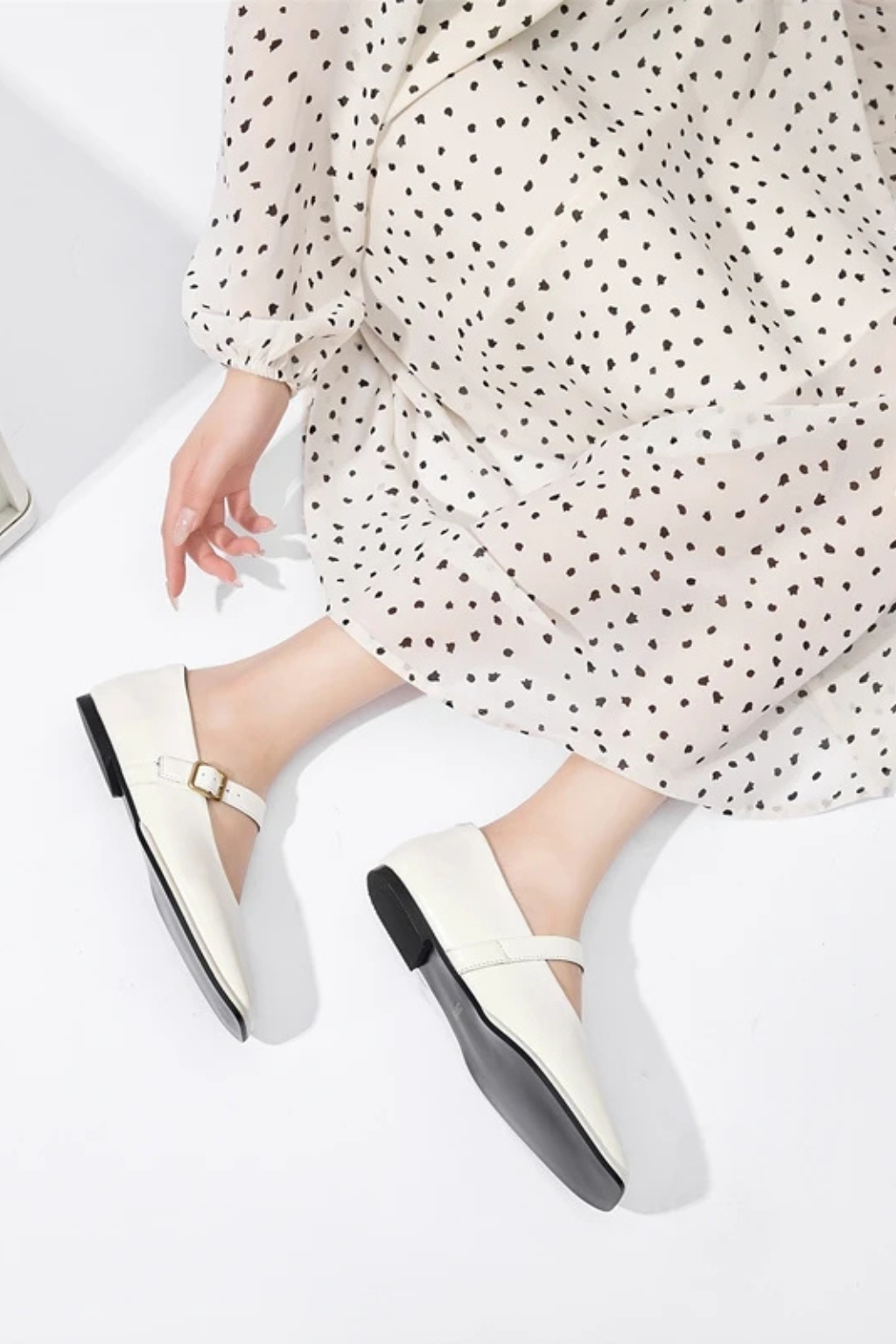 Georgiana | Women Square Toe Buckle Strap Mary Jane Ballet Flats