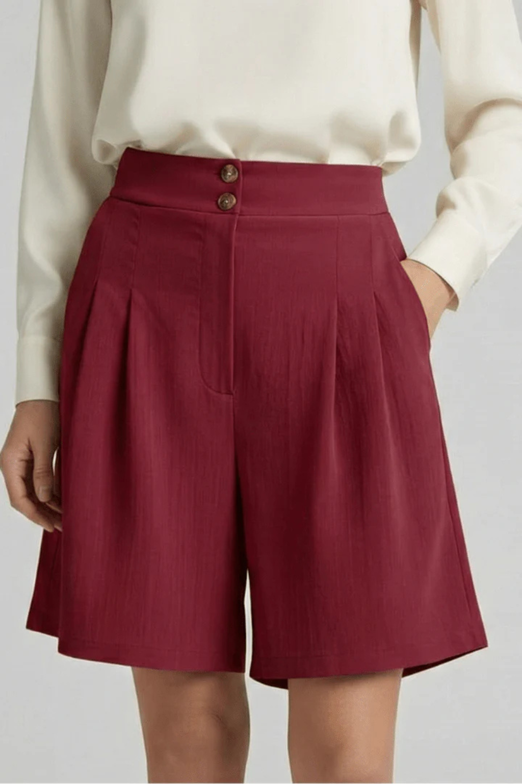 Verity | Women High Waist Pleated Tailored Bermuda Shorts