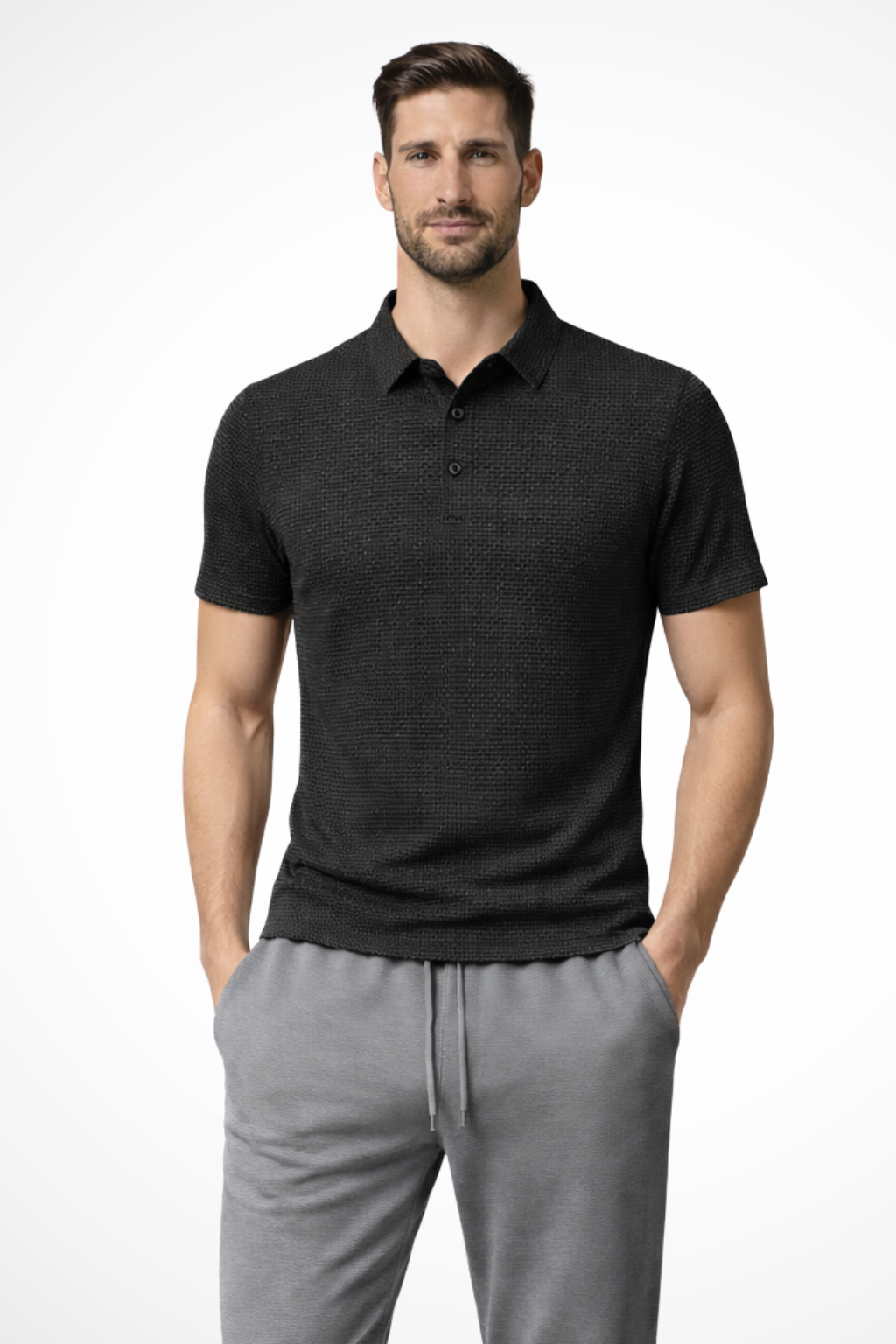 Elliot | Men Waffle Knit Short Sleeve Formal Polo Shirt