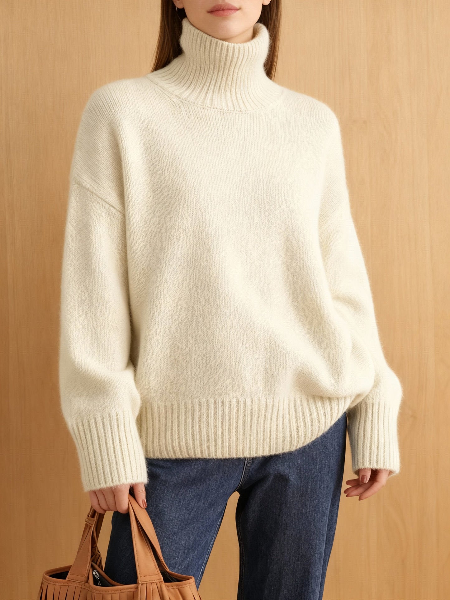 Women’s Turtleneck Sweater – Soft Relaxed Knitwear