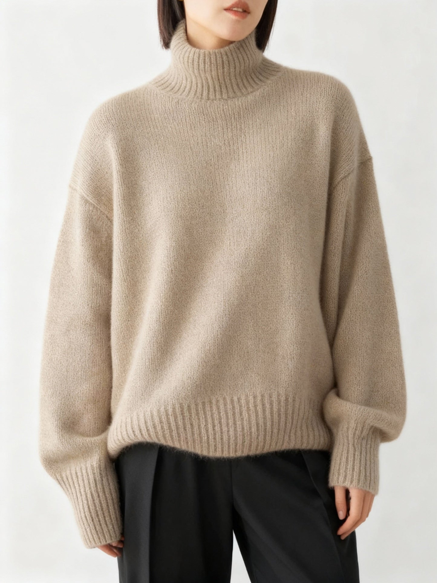 Women’s Turtleneck Sweater – Soft Relaxed Knitwear