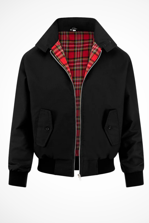 Baxter | Men Zip Up Harrington Jacket with Tartan Lining