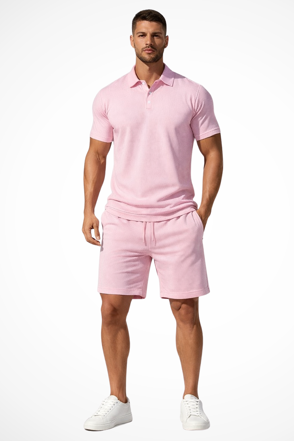 Lex | Men Textured Polo and Shorts Summer Set
