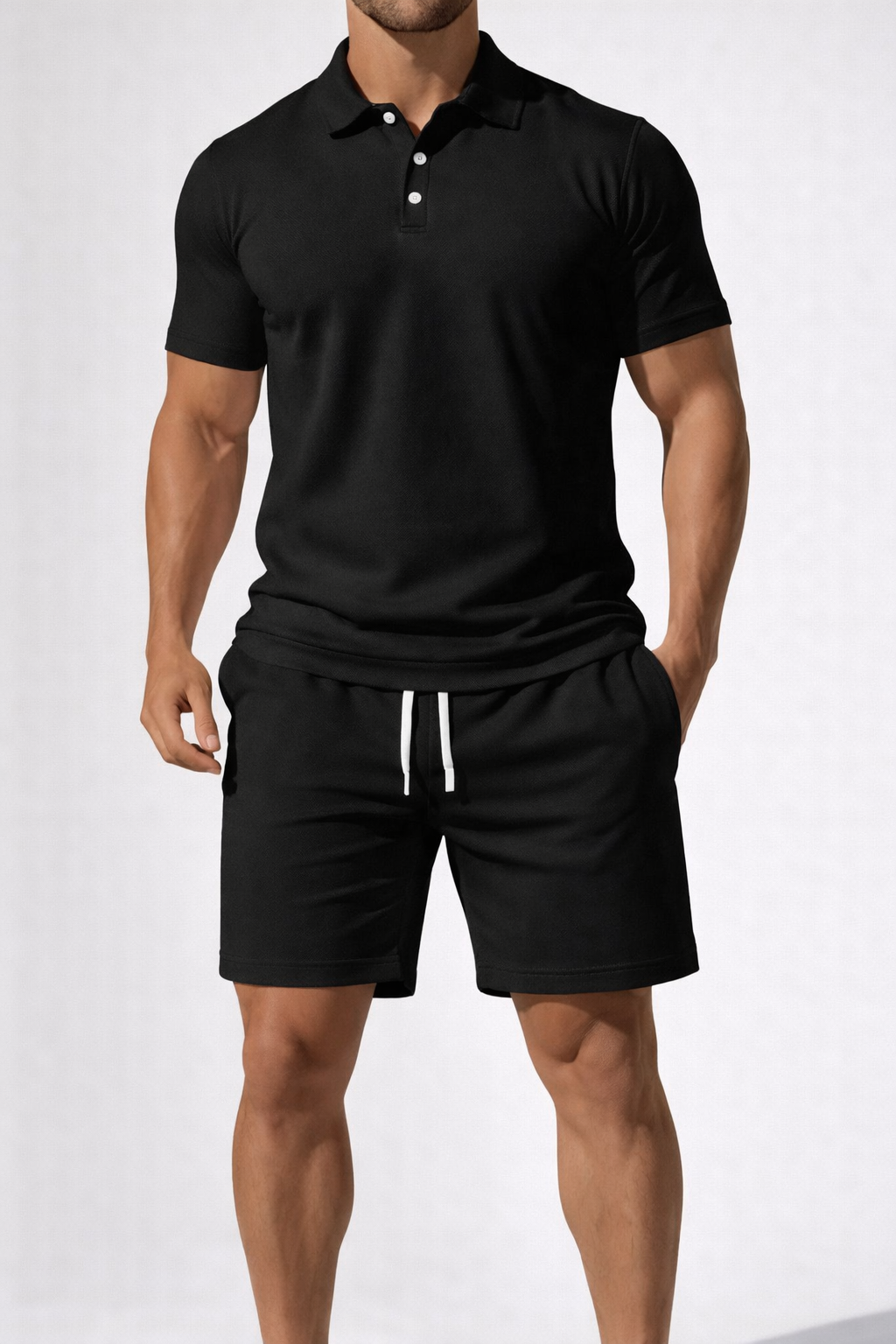 Dexter | Men Short Sleeve Polo Shirt and Drawstring Shorts Summer Outfit Set