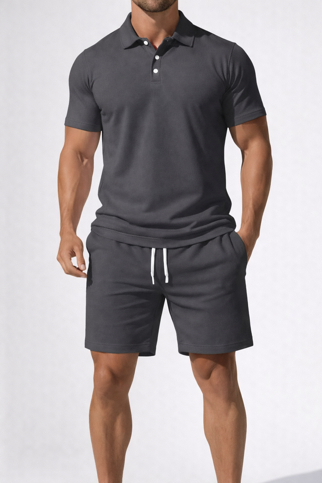 Dexter | Men Short Sleeve Polo Shirt and Drawstring Shorts Summer Outfit Set
