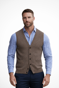 Logan | Men V Neck Button Front Sleeveless Knit Waistcoat Vest with Pockets