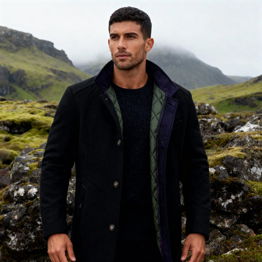 Kingsford Men’s Wool-Blend Coat – Mid-Length Jacket with Refined Detailing