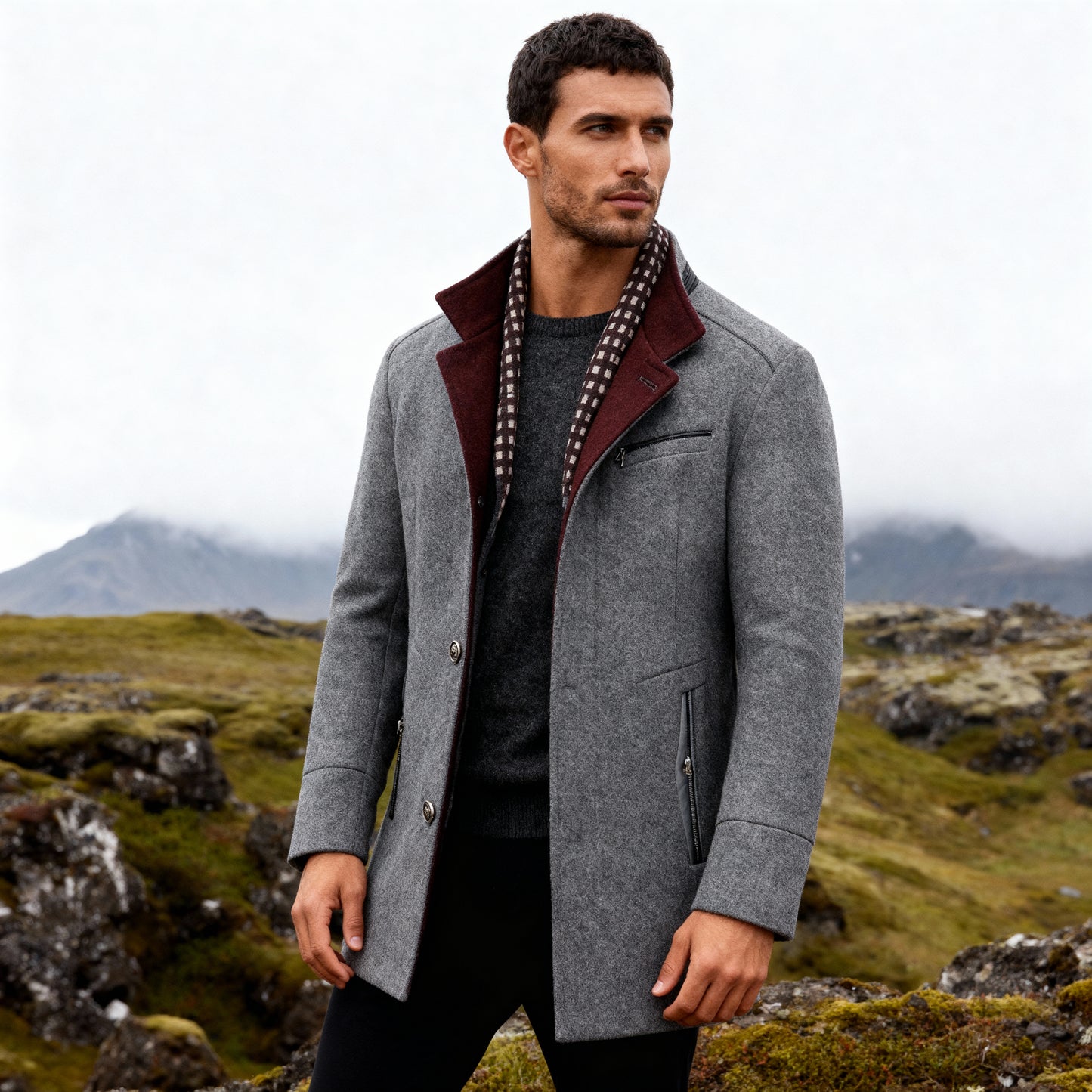 Kingsford Men’s Wool-Blend Coat – Mid-Length Jacket with Refined Detailing