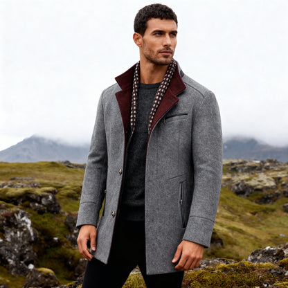 Kingsford Men’s Wool-Blend Coat – Mid-Length Jacket with Refined Detailing