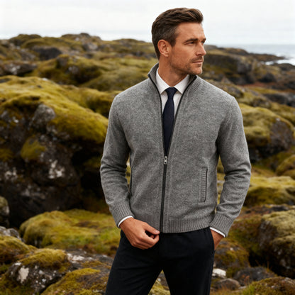Edward Zip Cardigan – Men's Classic Knit Sweater for Smart Casual Layering