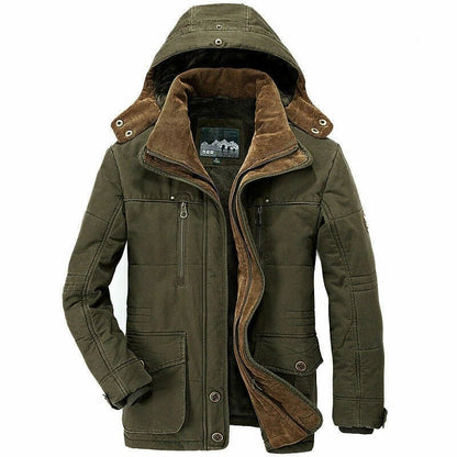 Hunter Winter Parka – Men's Fleece-Lined Jacket with Detachable Hood & Utility Pockets