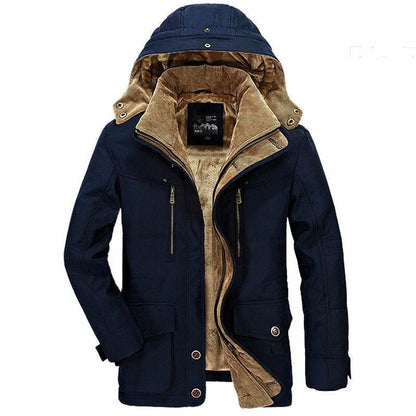 Hunter Winter Parka – Men's Fleece-Lined Jacket with Detachable Hood & Utility Pockets