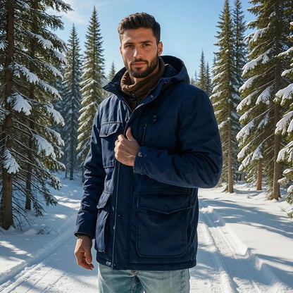 Hunter Winter Parka – Men's Fleece-Lined Jacket with Detachable Hood & Utility Pockets