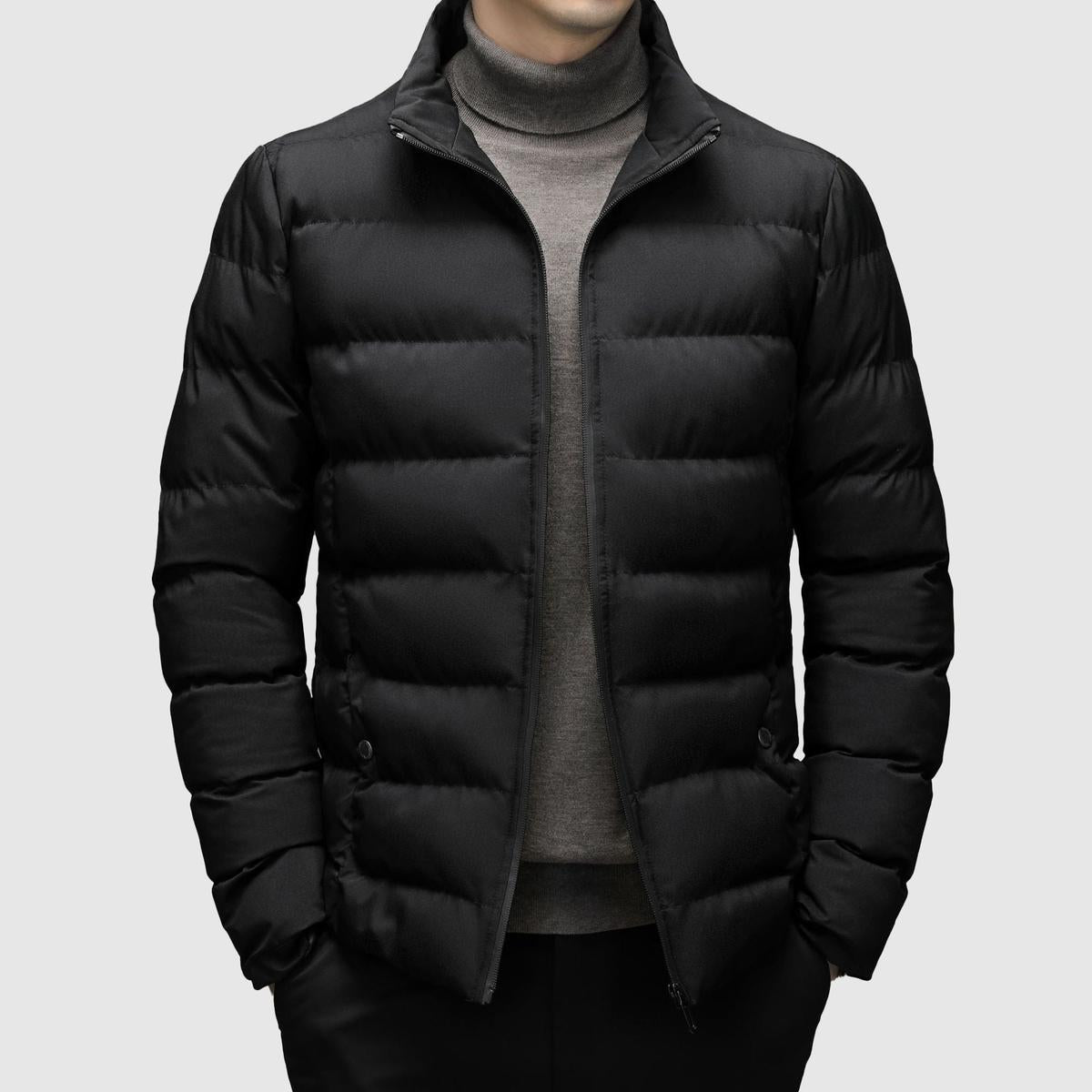 Ethan Smart Puffer Jacket – Men's Insulated Winter Coat with High Collar for Business Wear