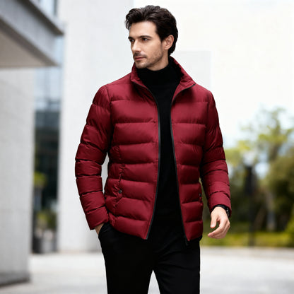 Ethan Smart Puffer Jacket – Men's Insulated Winter Coat with High Collar for Business Wear