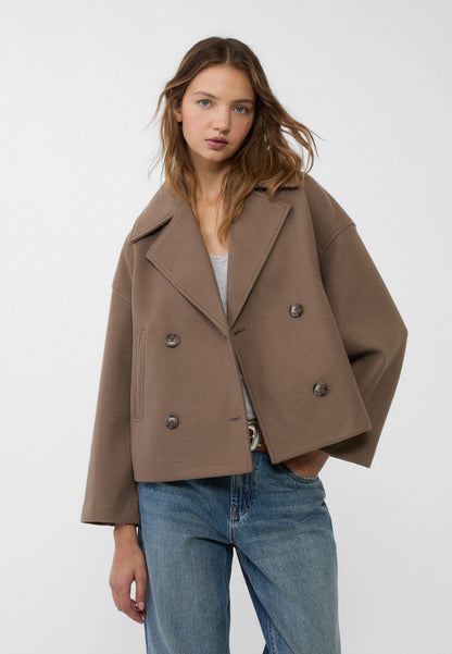 Isabelle Short Double-Breasted Wool Coat – Women’s Cropped Winter Jacket