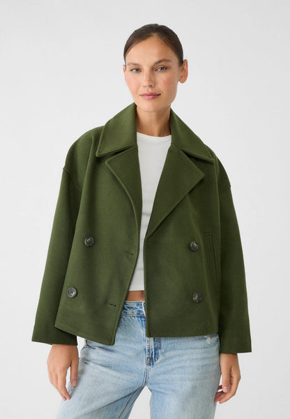 Isabelle Short Double-Breasted Wool Coat – Women’s Cropped Winter Jacket