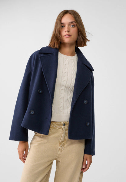 Isabelle Short Double-Breasted Wool Coat – Women’s Cropped Winter Jacket