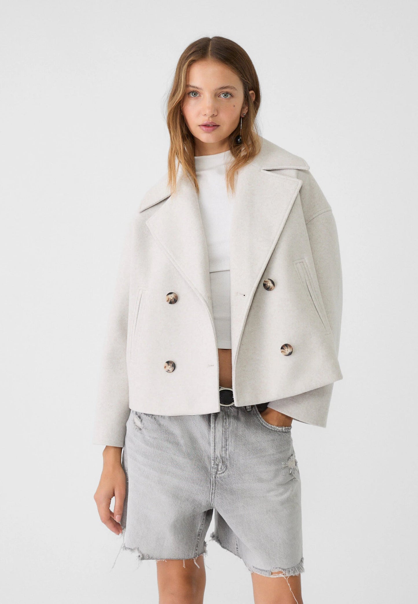 Isabelle Short Double-Breasted Wool Coat – Women’s Cropped Winter Jacket