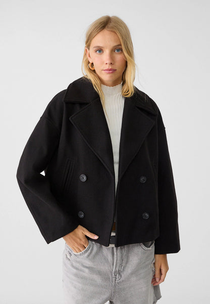 Isabelle Short Double-Breasted Wool Coat – Women’s Cropped Winter Jacket