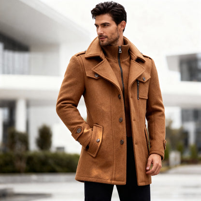Ardens Men’s Two-Piece Coat – Mid-Length Layered Jacket with Refined Detailing