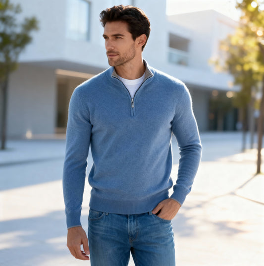 Liam Half Zip Sweater – Men's Smart Casual Knit Pullover with Modern Fit