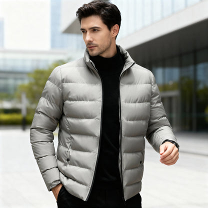 Ethan Smart Puffer Jacket – Men's Insulated Winter Coat with High Collar for Business Wear